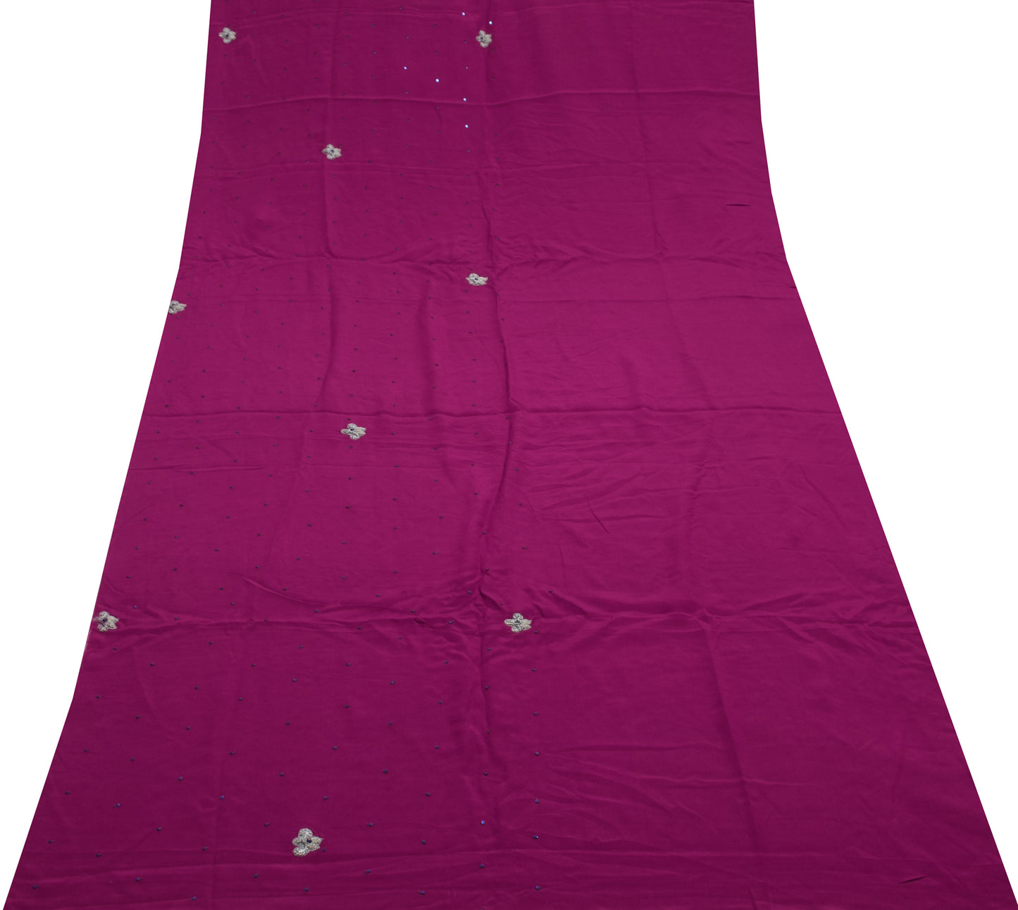 Sushila Vintage Purple Sari Remnant Scrap Multi Purpose Hand Beaded Craft Fabric