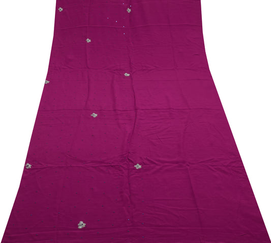 Sushila Vintage Purple Sari Remnant Scrap Multi Purpose Hand Beaded Craft Fabric