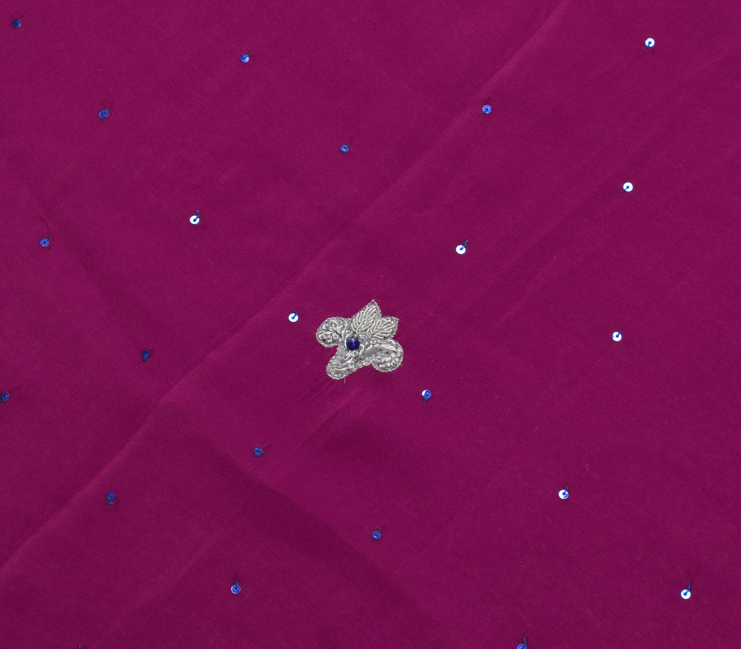 Sushila Vintage Purple Sari Remnant Scrap Multi Purpose Hand Beaded Craft Fabric
