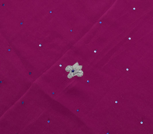 Sushila Vintage Purple Sari Remnant Scrap Multi Purpose Hand Beaded Craft Fabric