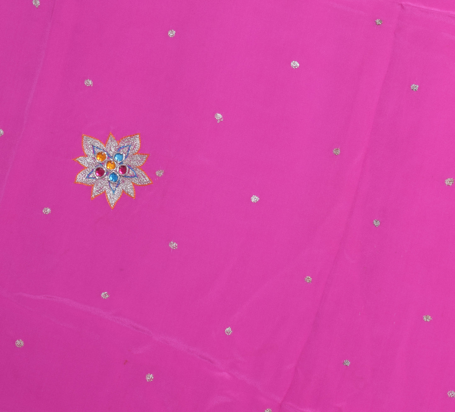 Sushila Vintage Pink Sari Remnant Scrap Multi Purpose Embroidered Craft Fabric