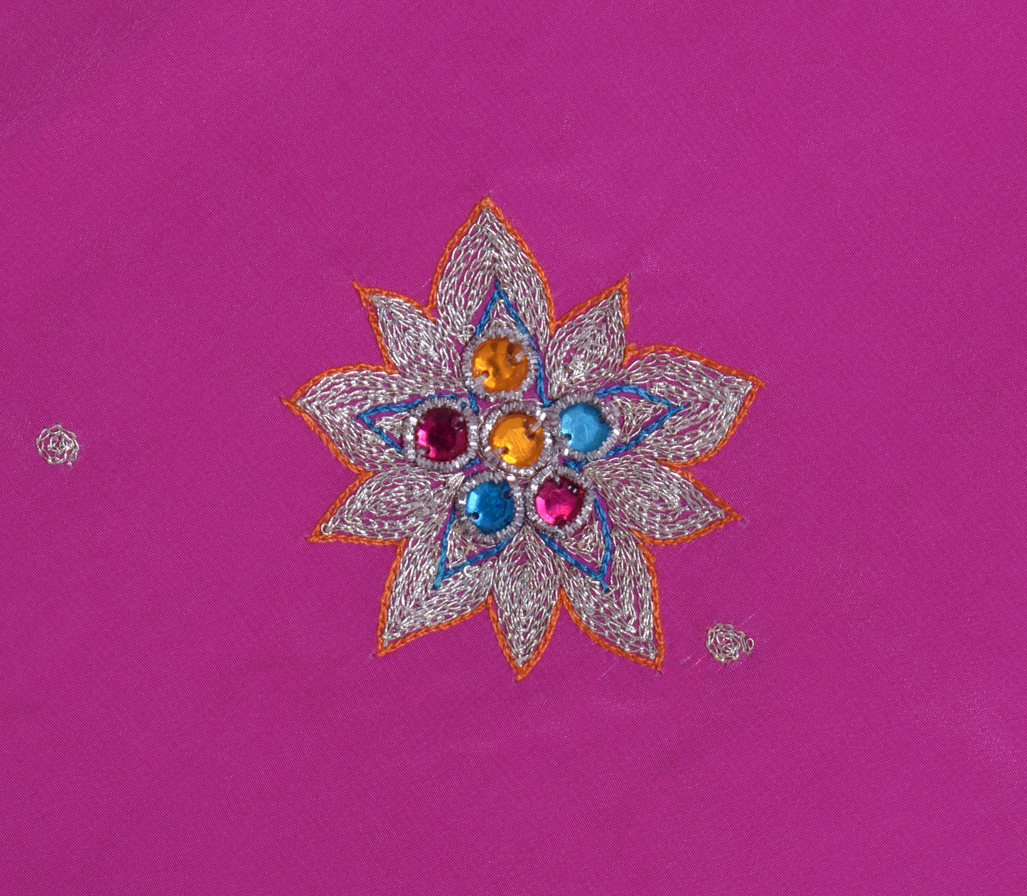 Sushila Vintage Pink Sari Remnant Scrap Multi Purpose Embroidered Craft Fabric