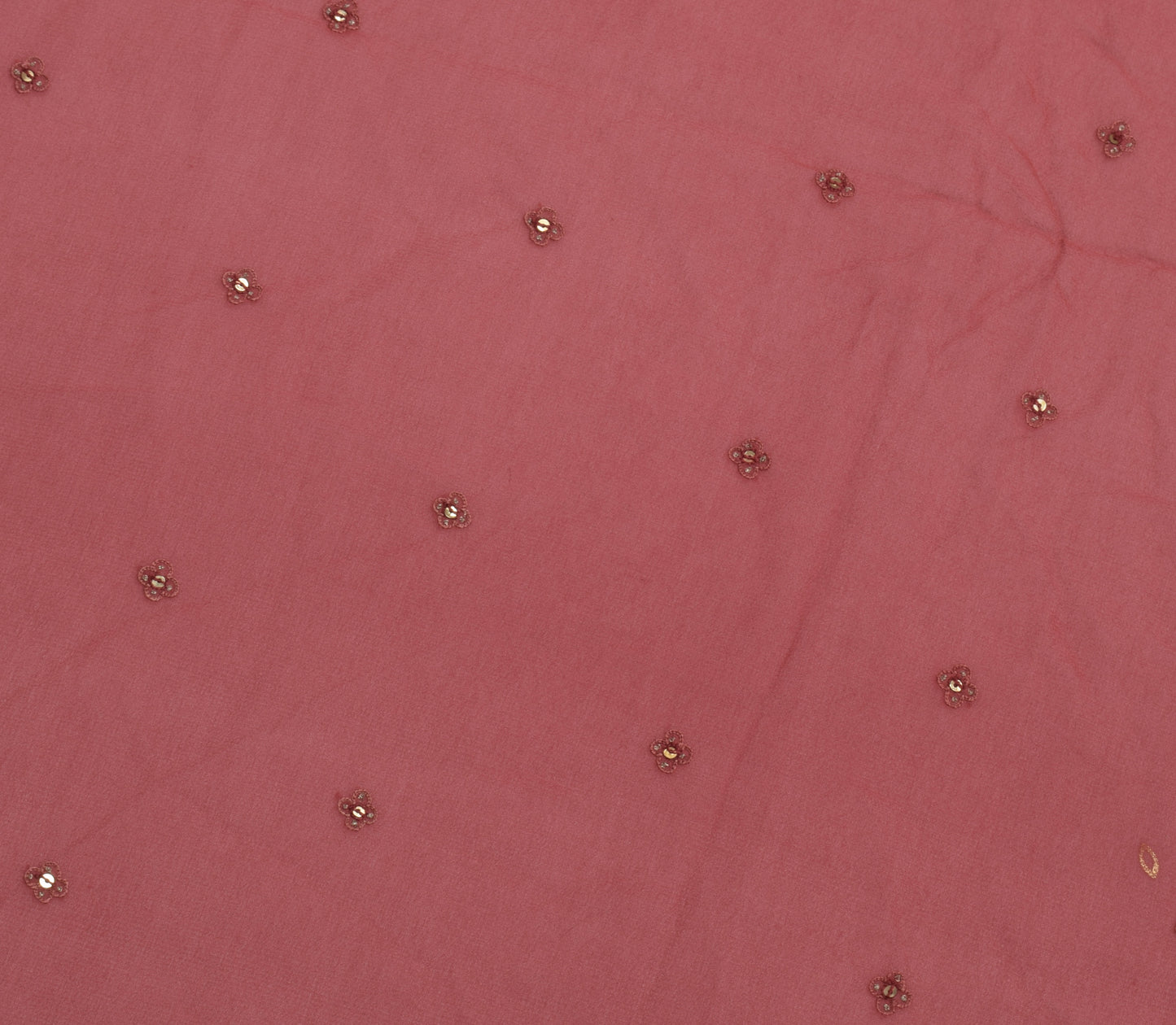 Sushila Vintage Sari Remnant Scrap Pure Georgette Silk Embroidered Craft Fabric