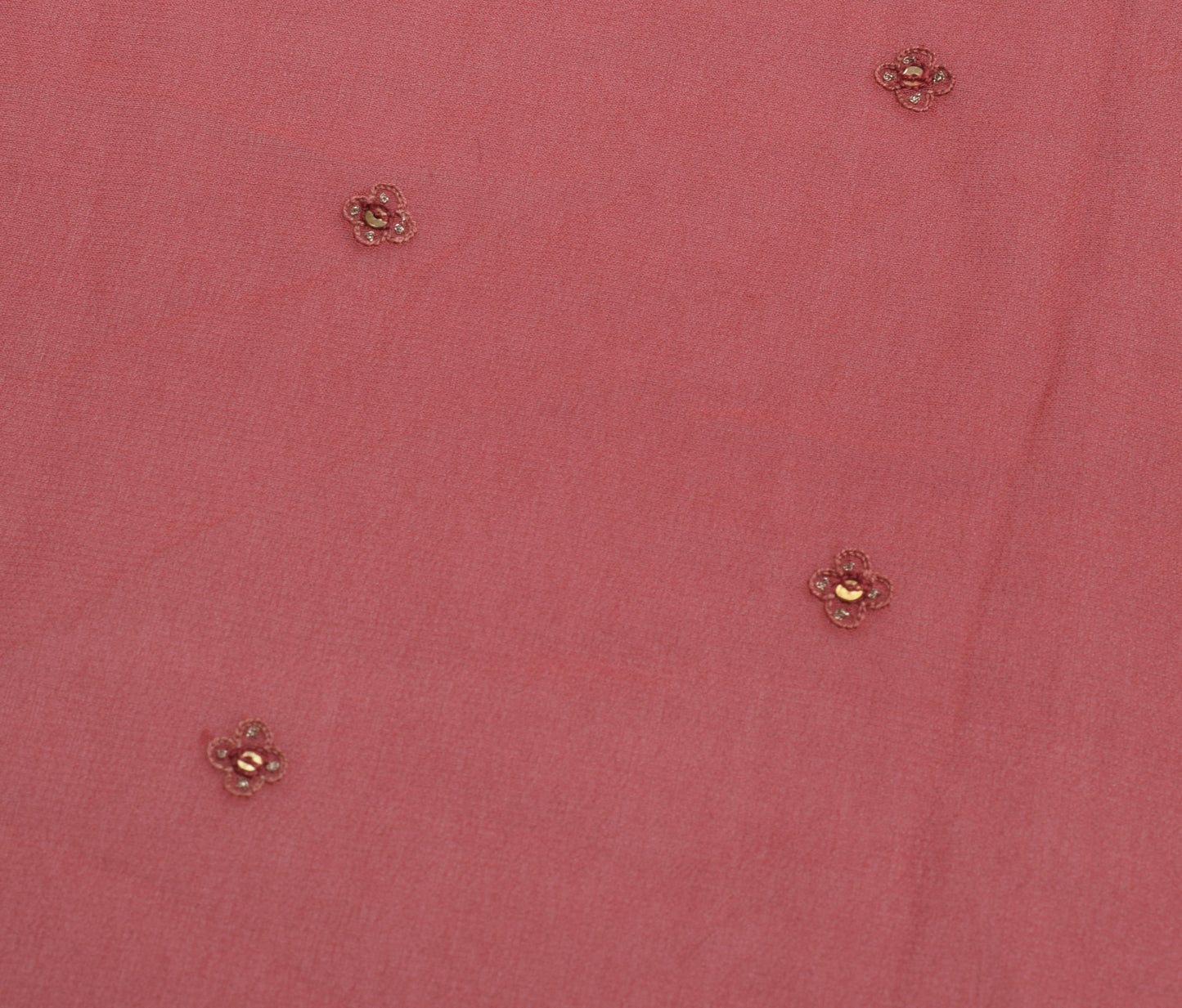 Sushila Vintage Sari Remnant Scrap Pure Georgette Silk Embroidered Craft Fabric