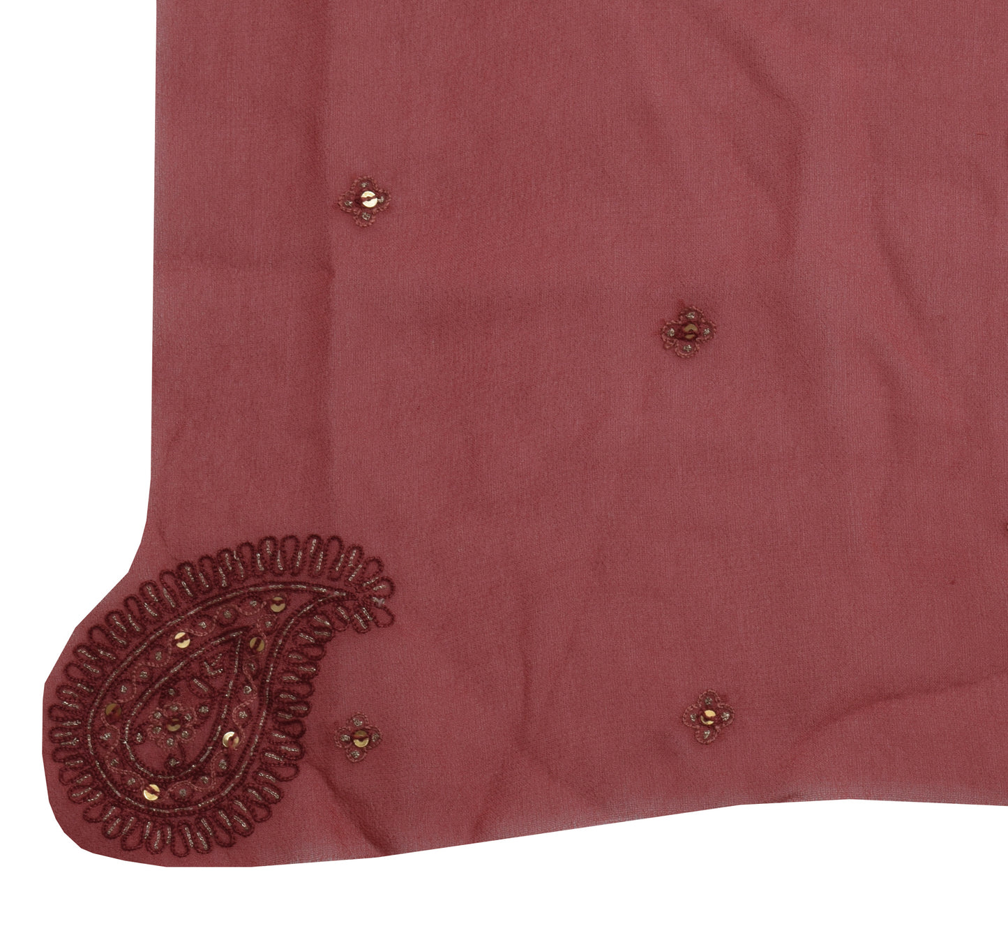 Sushila Vintage Sari Remnant Scrap Pure Georgette Silk Embroidered Craft Fabric