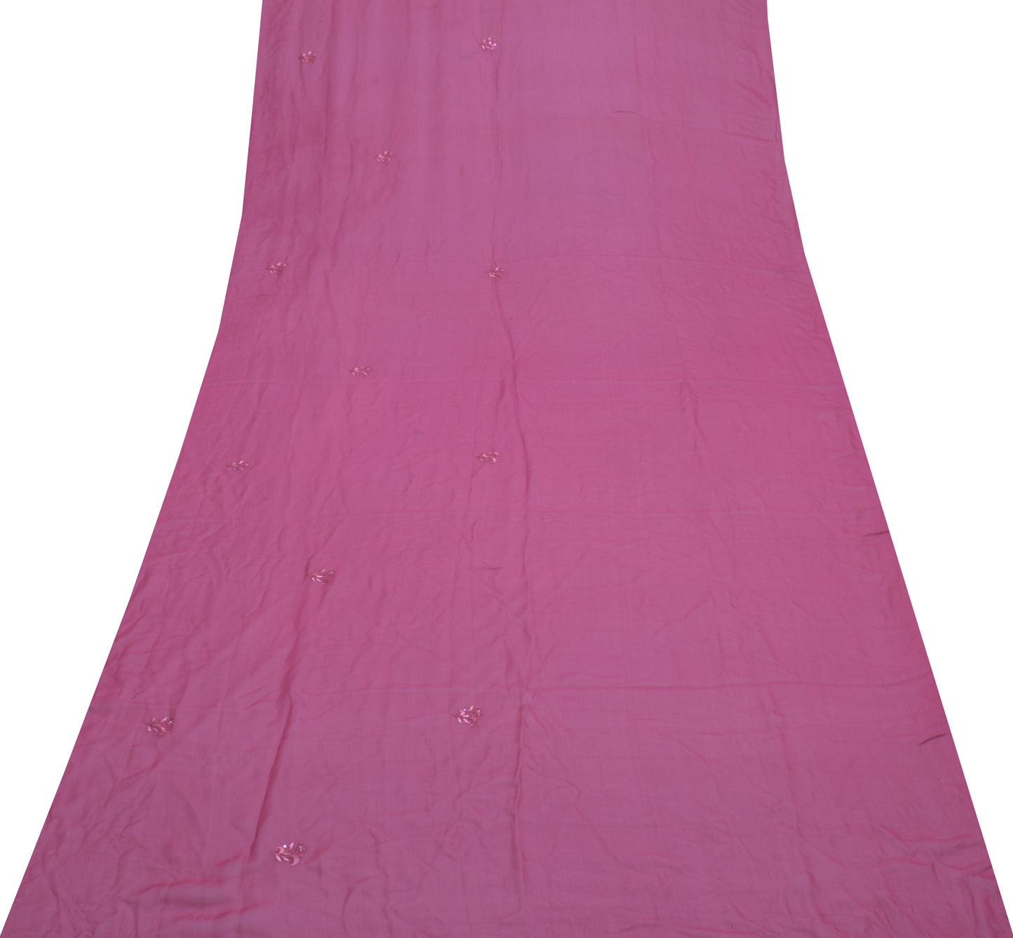 Sushila Vintage Purple Sari Remnant Scrap Pure Georgette Emboidered Craft Fabric