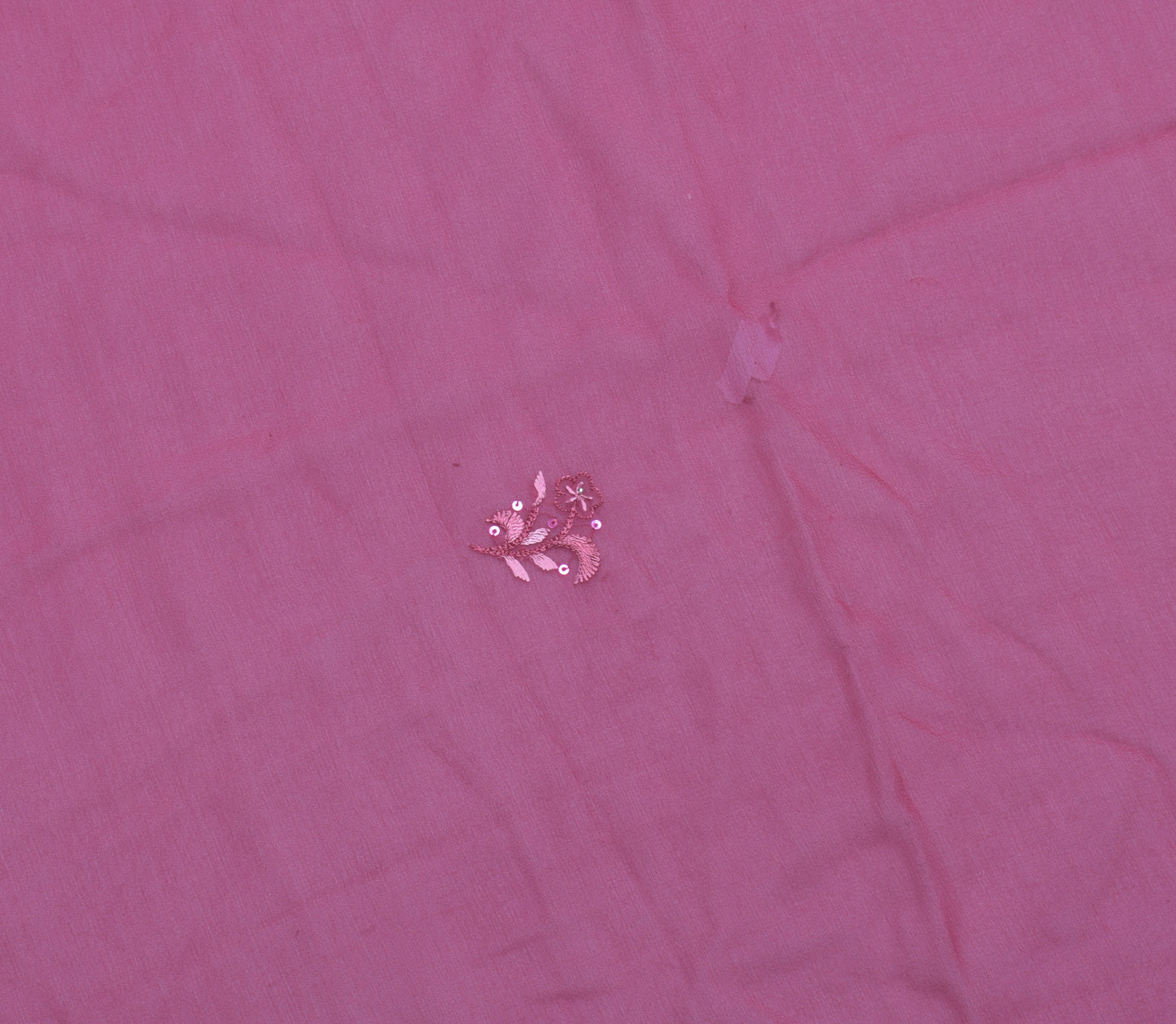 Sushila Vintage Purple Sari Remnant Scrap Pure Georgette Emboidered Craft Fabric