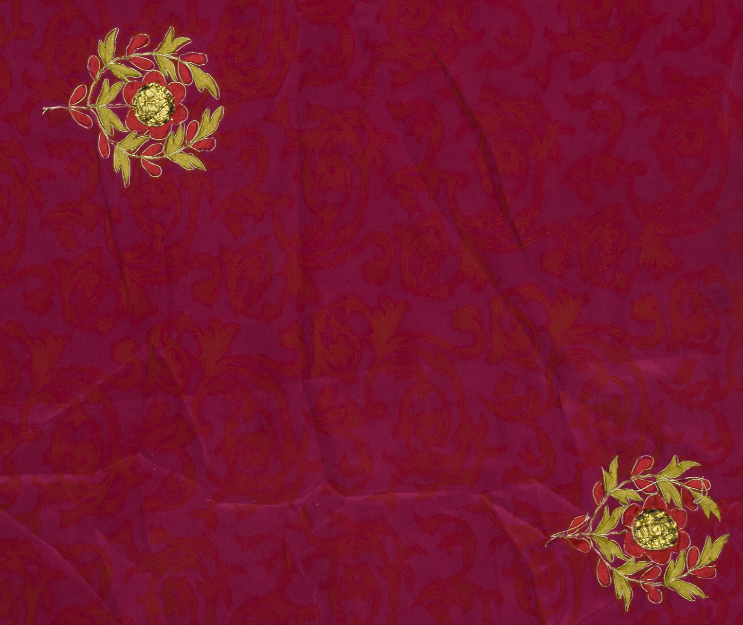 Sushila Vintage Indian Sari Remnant Scrap 100% Pure Silk Printed Craft Fabric