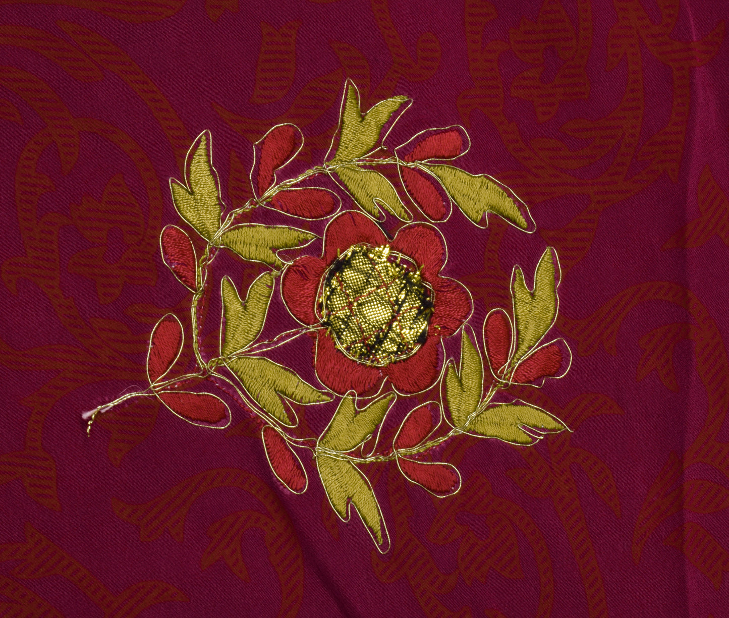 Sushila Vintage Indian Sari Remnant Scrap 100% Pure Silk Printed Craft Fabric