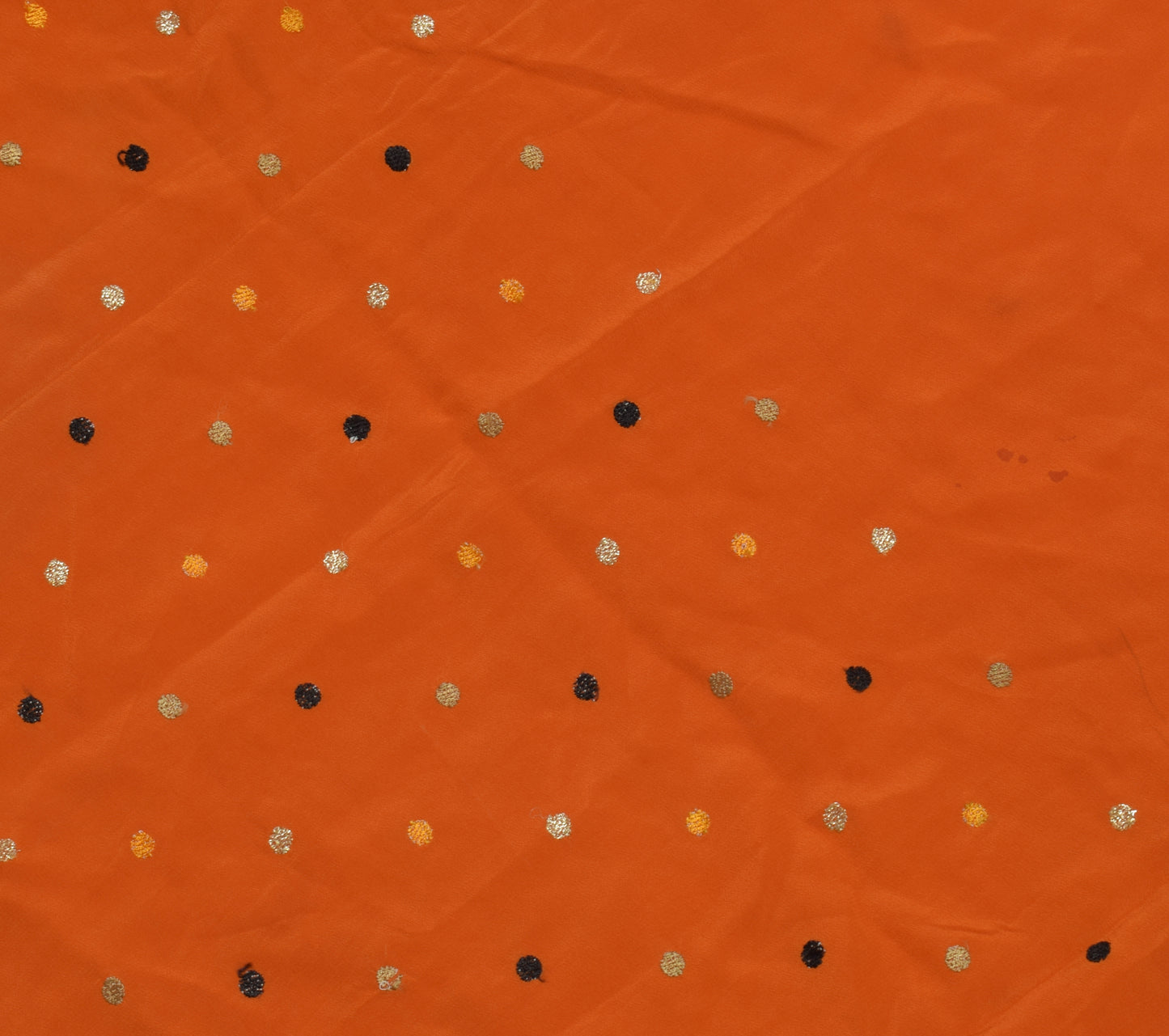 Sushila Vintage Rusty Orange Sari Remnant Scrap Pure Crepe Woven Craft Fabric