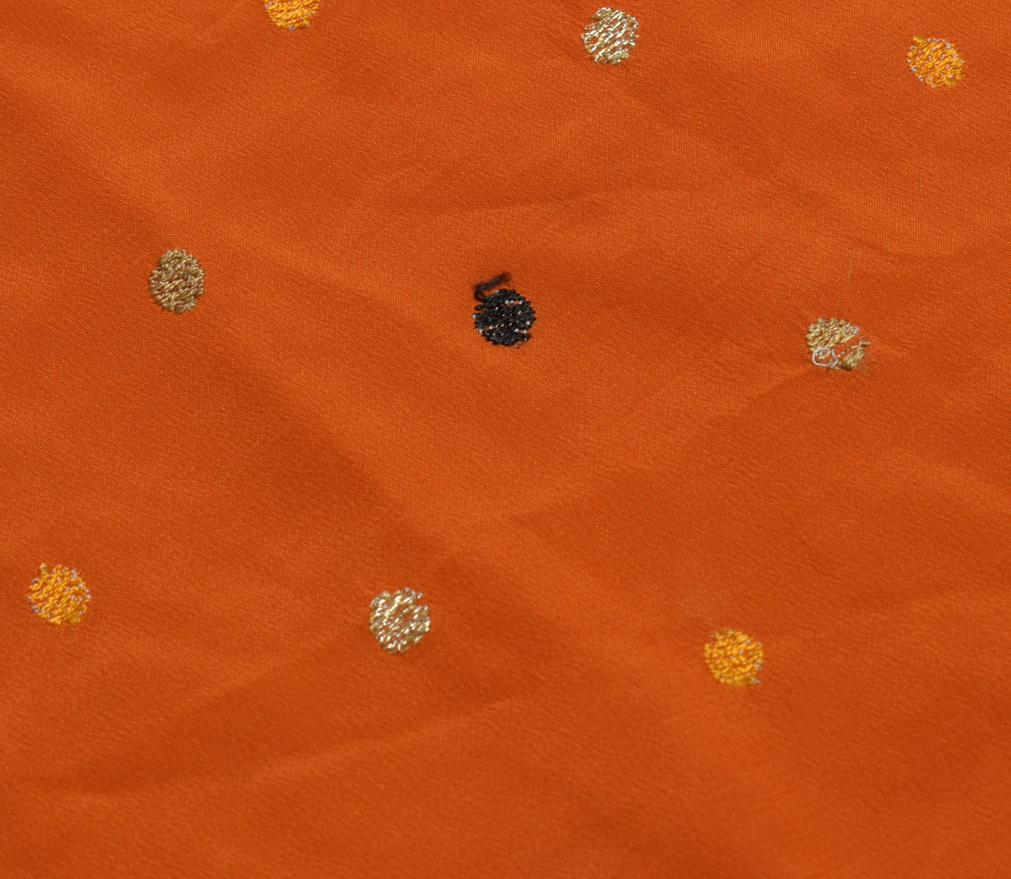 Sushila Vintage Rusty Orange Sari Remnant Scrap Pure Crepe Woven Craft Fabric