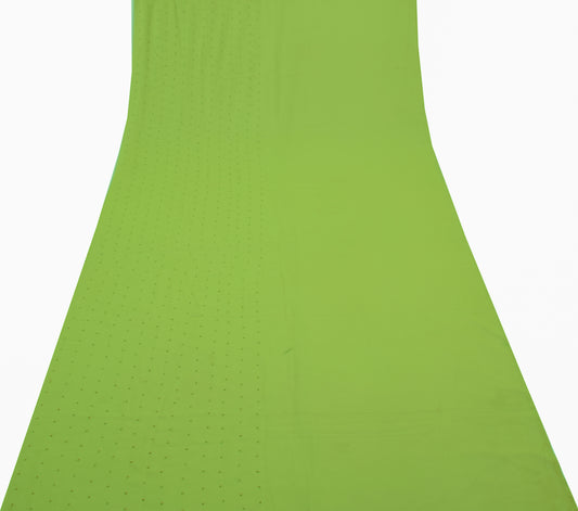 Sushila Vintage Green Sari Remnant Scrap Blend Georgette Hand Beaded Fabric