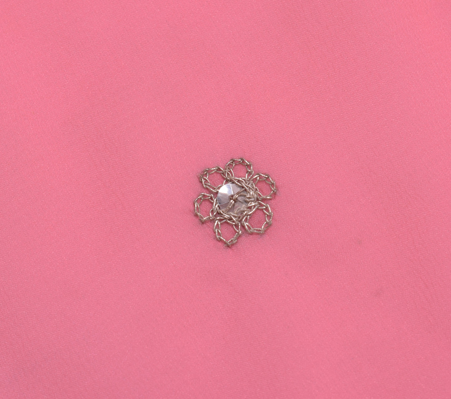 Sushila Vintage Pink Sari Remnant Scrap Blend Georgette Embroidered Craft Fabric