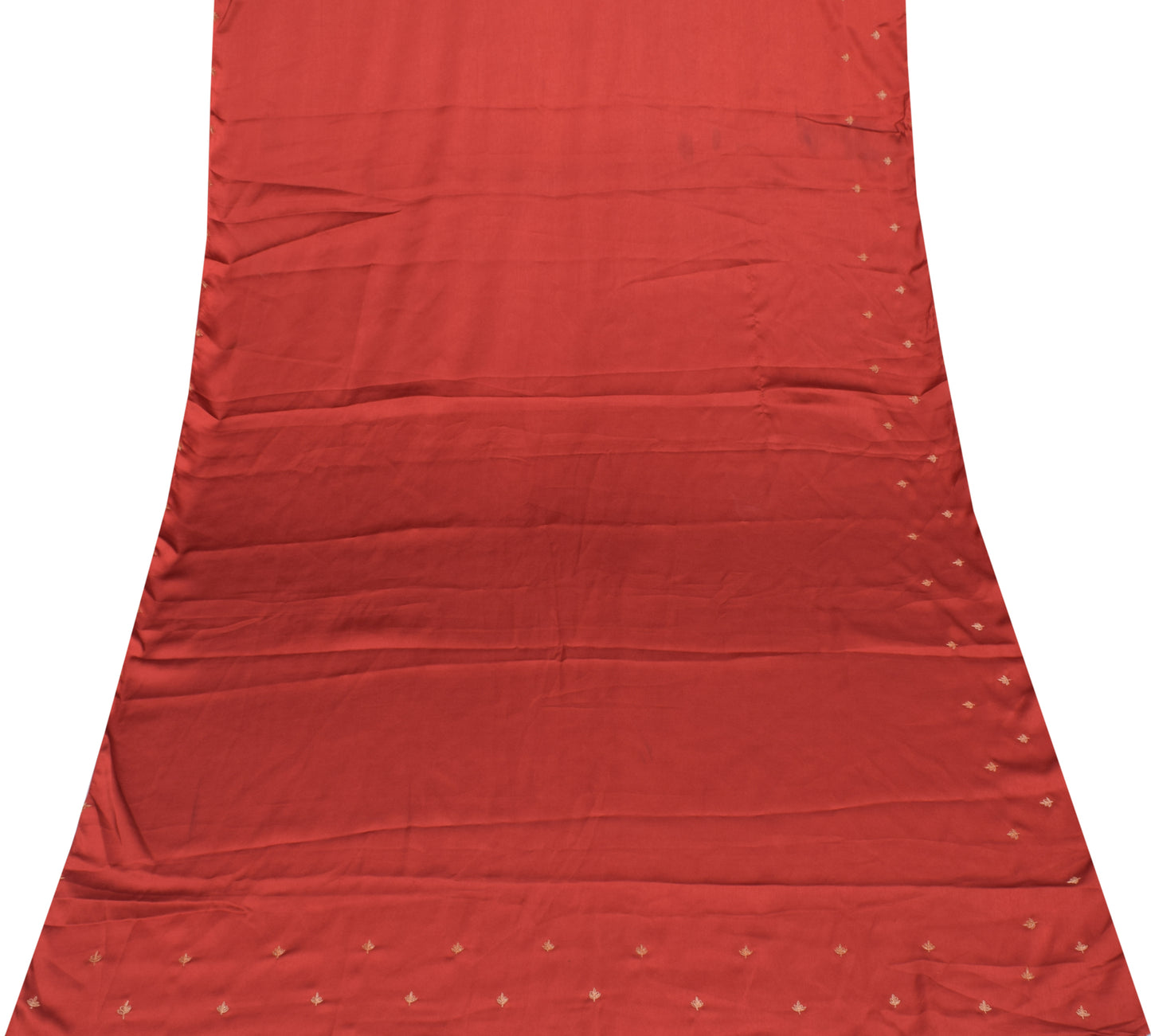 Sushila Vintage Maroon Sari Remnant Scrap Blend Silk Embroidered Craft Fabric
