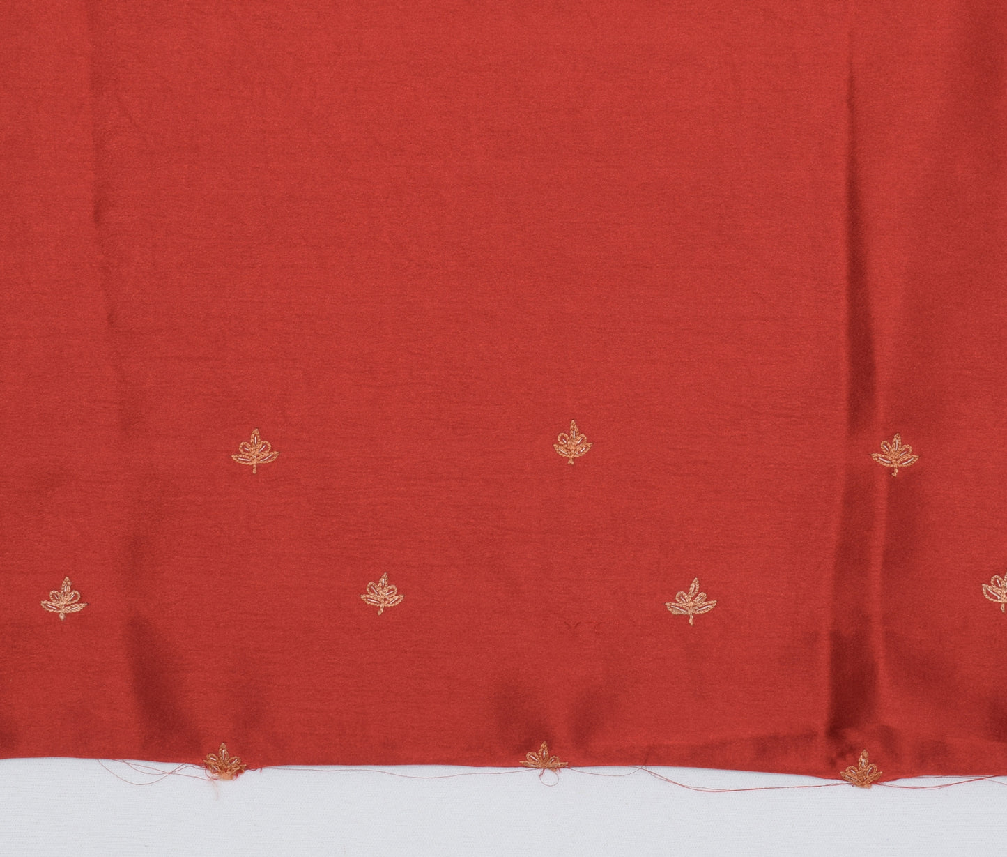 Sushila Vintage Maroon Sari Remnant Scrap Blend Silk Embroidered Craft Fabric