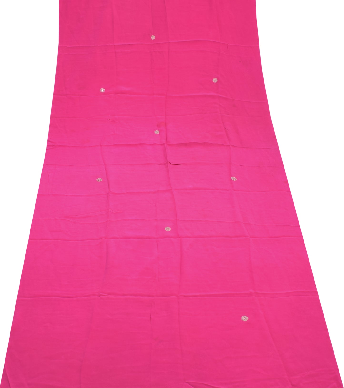 Sushila Vintage Dark Pink Indian Sari Remnant Scrap Pure Crepe Silk Craft Fabric