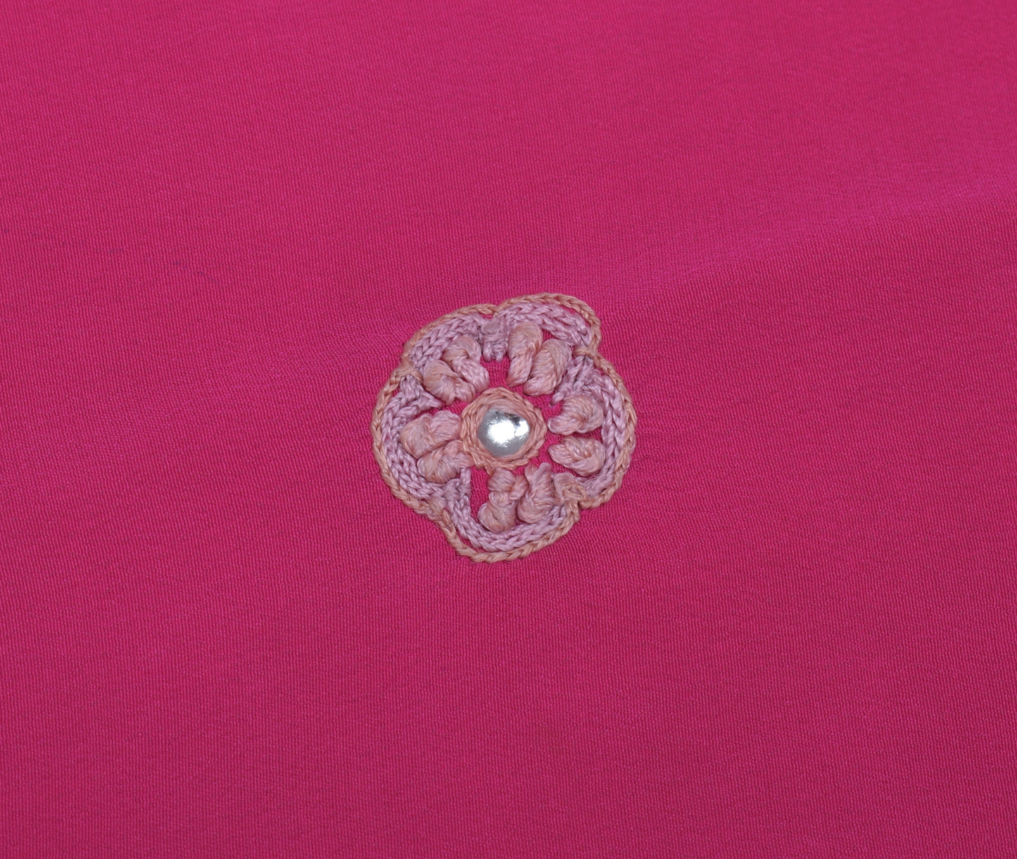 Sushila Vintage Dark Pink Indian Sari Remnant Scrap Pure Crepe Silk Craft Fabric