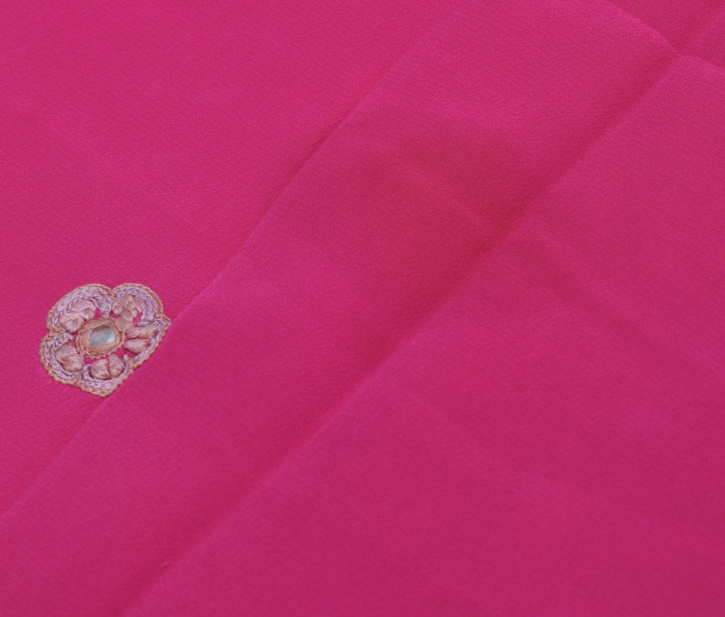 Sushila Vintage Dark Pink Indian Sari Remnant Scrap Pure Crepe Silk Craft Fabric
