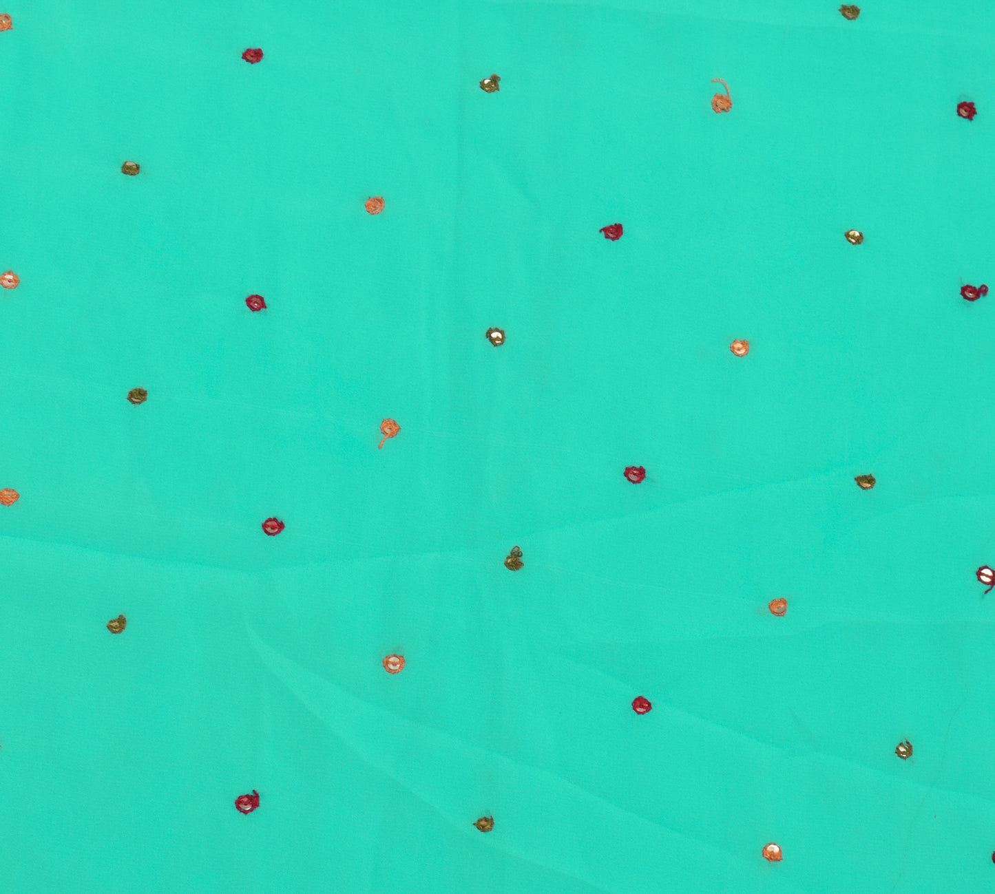 Sushila Vintage Sari Remnant Scrap Blend Georgette Silk Hand Beaded Craft Fabric