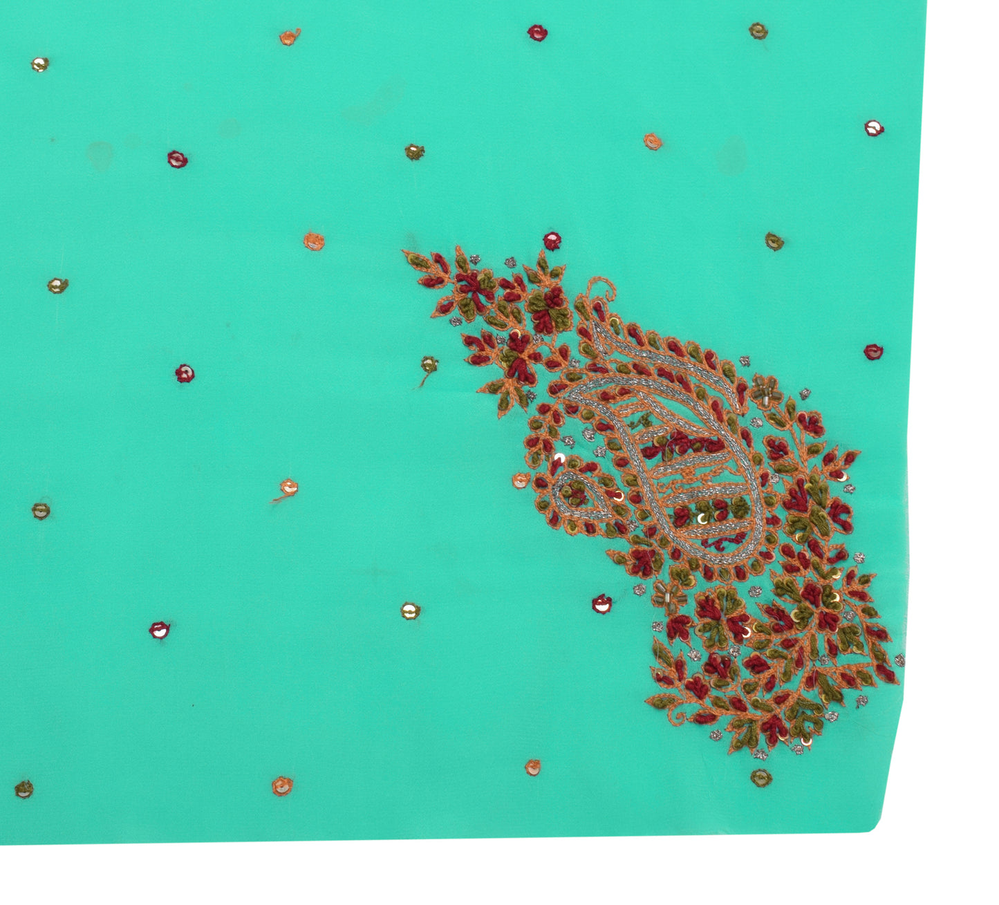 Sushila Vintage Sari Remnant Scrap Blend Georgette Silk Hand Beaded Craft Fabric