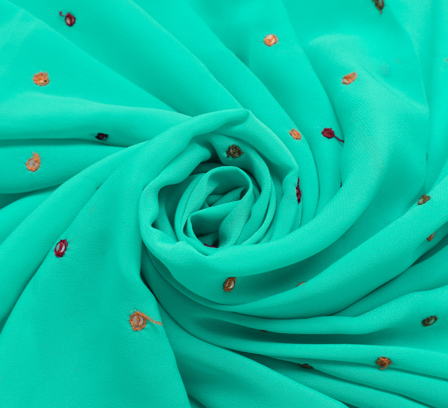 Sushila Vintage Sari Remnant Scrap Blend Georgette Silk Hand Beaded Craft Fabric