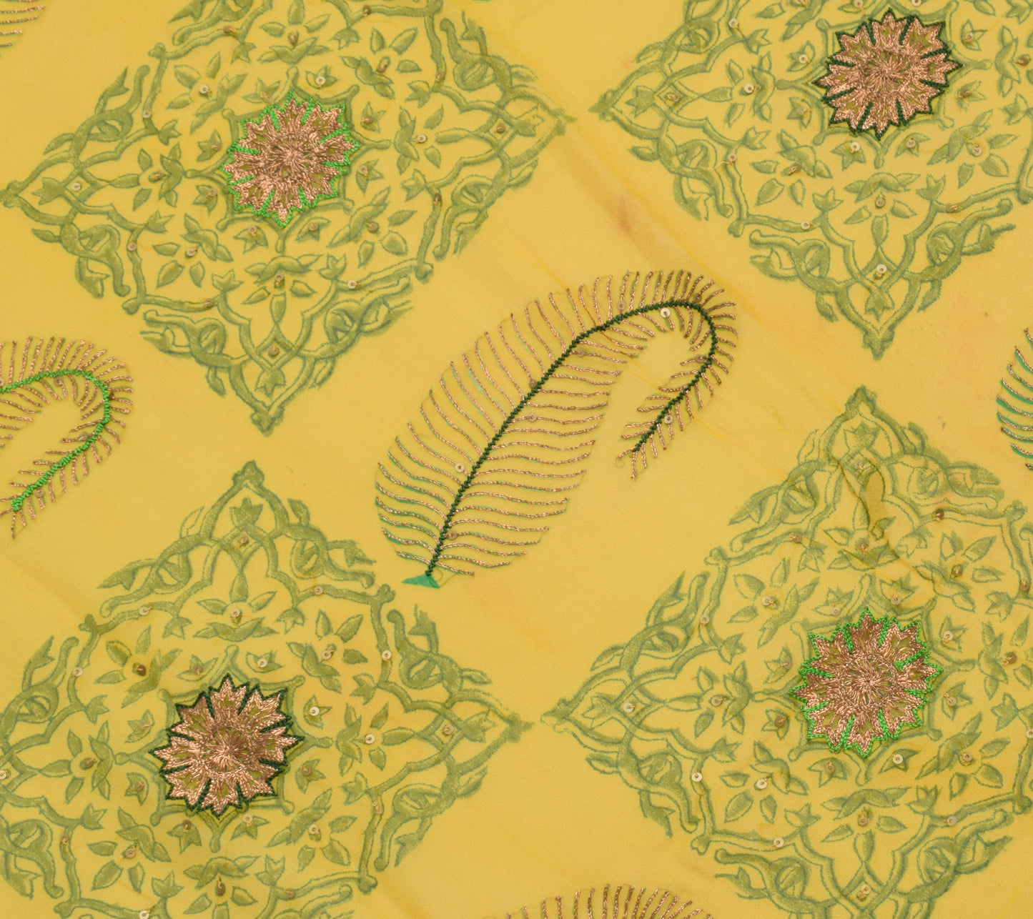 Sushila Vintage Sari Remnant Scrap Pure Georgette Silk Printed  Craft Fabric
