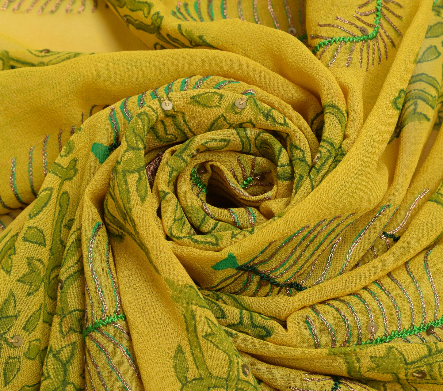 Sushila Vintage Sari Remnant Scrap Pure Georgette Silk Printed  Craft Fabric