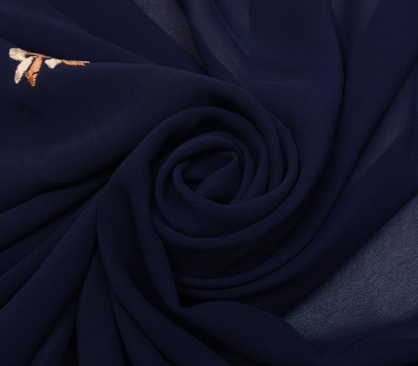 Sushila Vintage Blue Sari Remnant Scrap Blend Georgette Embroidered Craft Fabric