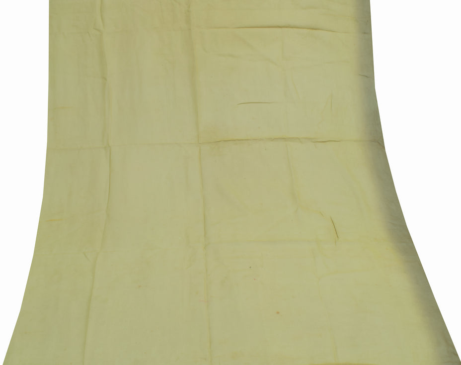Sushila Vintage Green Indian Sari Remnant Scrap Pure Georgette Silk Craft Fabric
