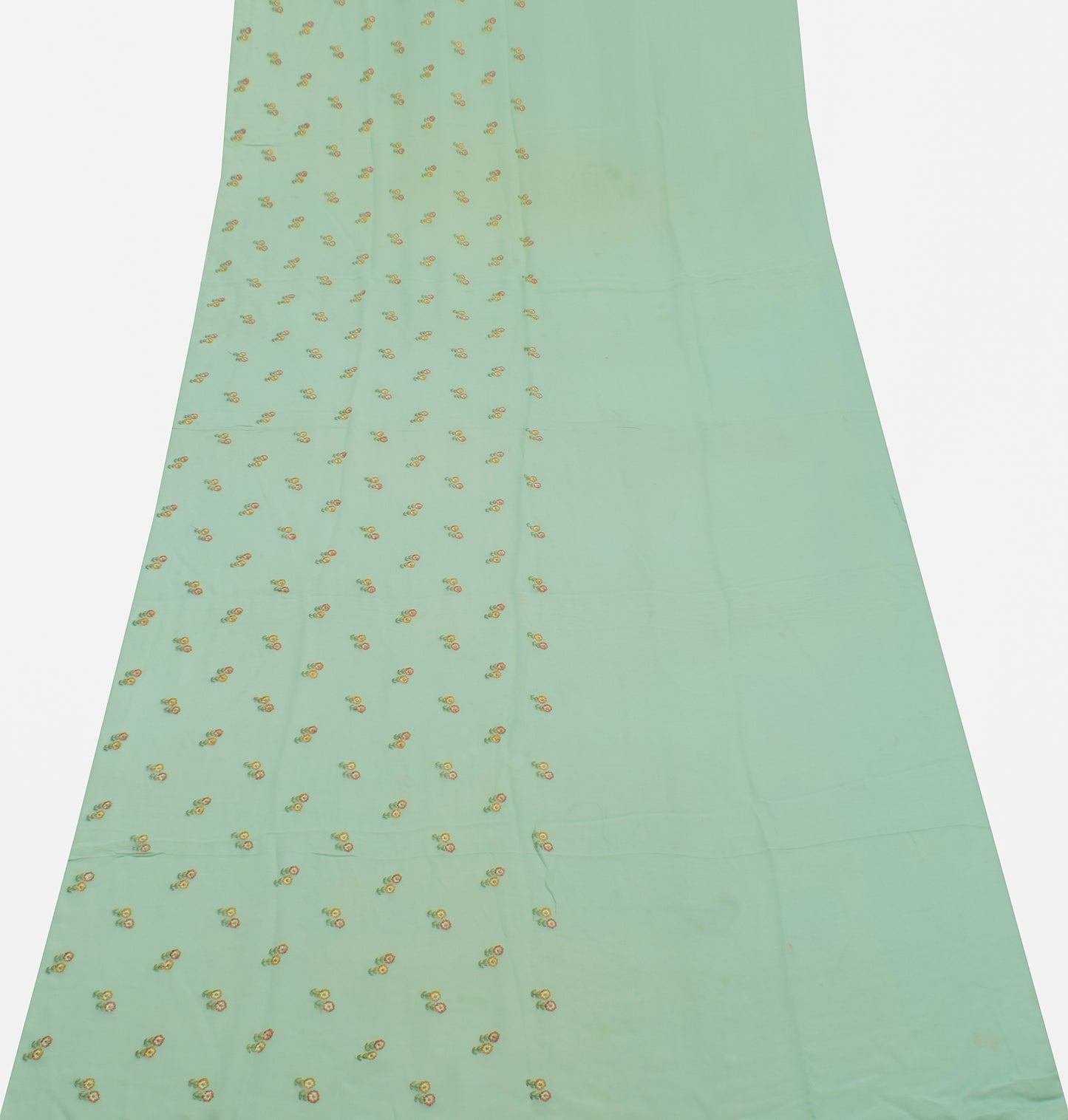 Sushila Vintage Sari Remnant Scrap Pure Georgette Silk Embroidered Craft Fabric