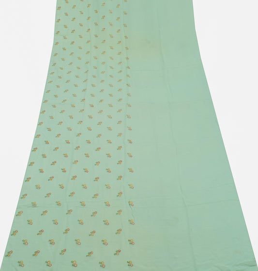 Sushila Vintage Sari Remnant Scrap Pure Georgette Silk Embroidered Craft Fabric
