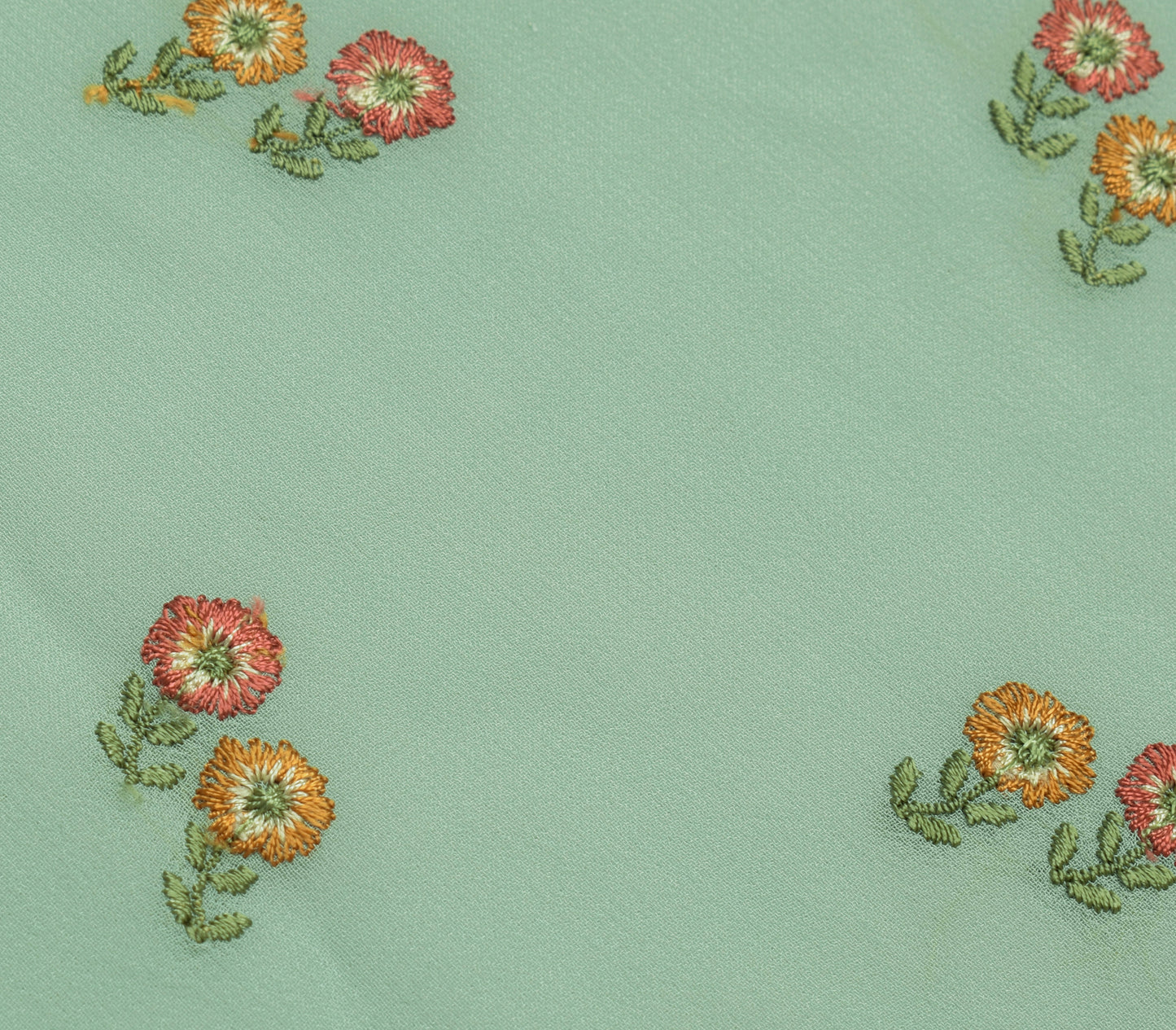 Sushila Vintage Sari Remnant Scrap Pure Georgette Silk Embroidered Craft Fabric