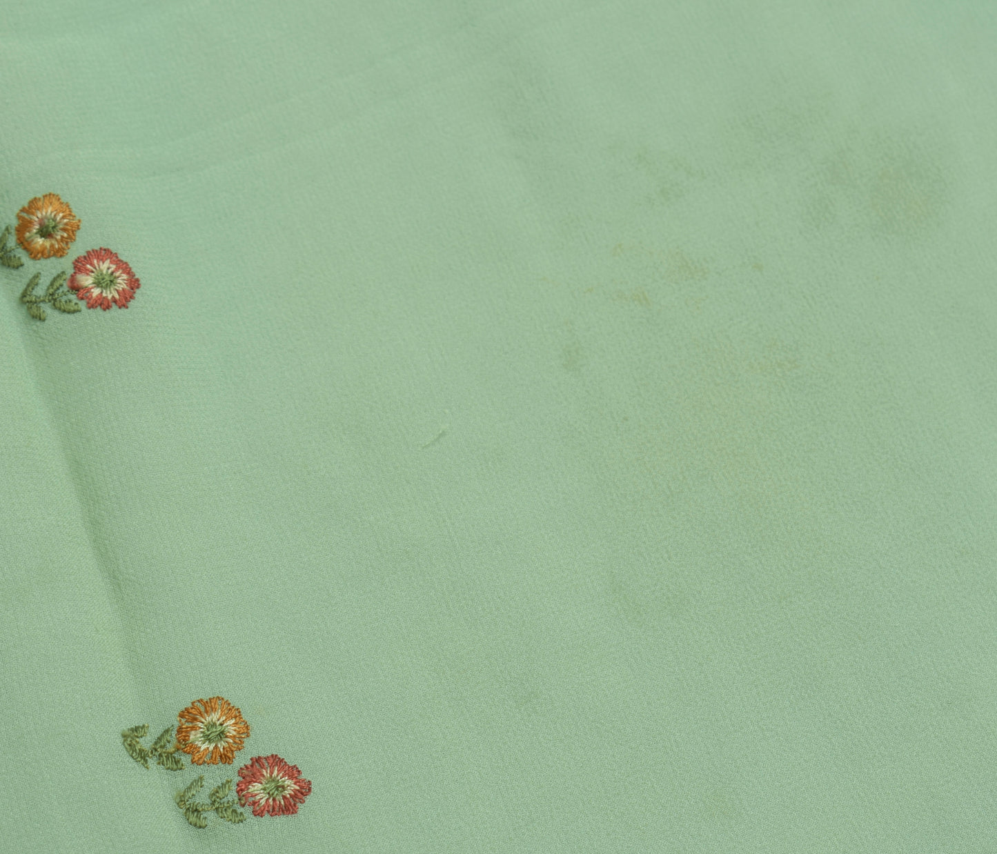 Sushila Vintage Sari Remnant Scrap Pure Georgette Silk Embroidered Craft Fabric