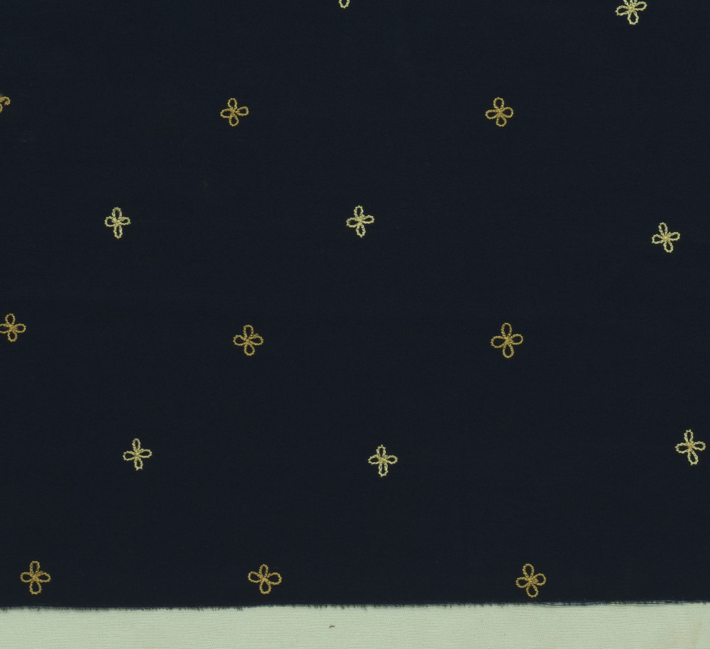 Sushila Vintage Blue Sari Remnant Scrap Blend Crepe Embroidered Craft Fabric