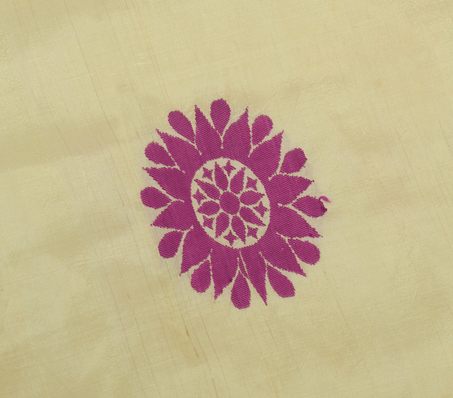 Sushila Vintage Cream Sari Remnant Scrap 100% Pure Silk Woven Craft Fabric