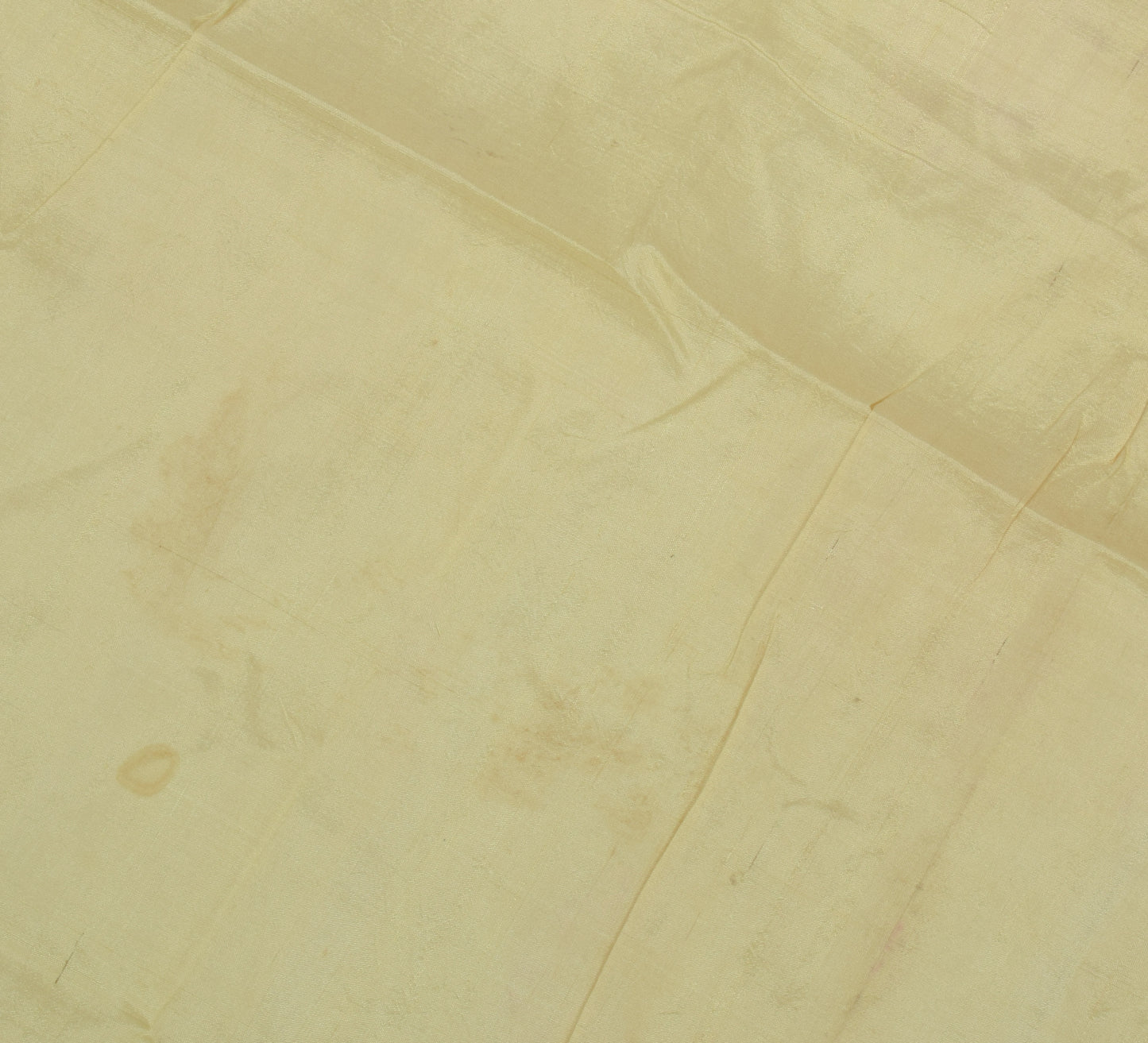 Sushila Vintage Cream Sari Remnant Scrap 100% Pure Silk Woven Craft Fabric