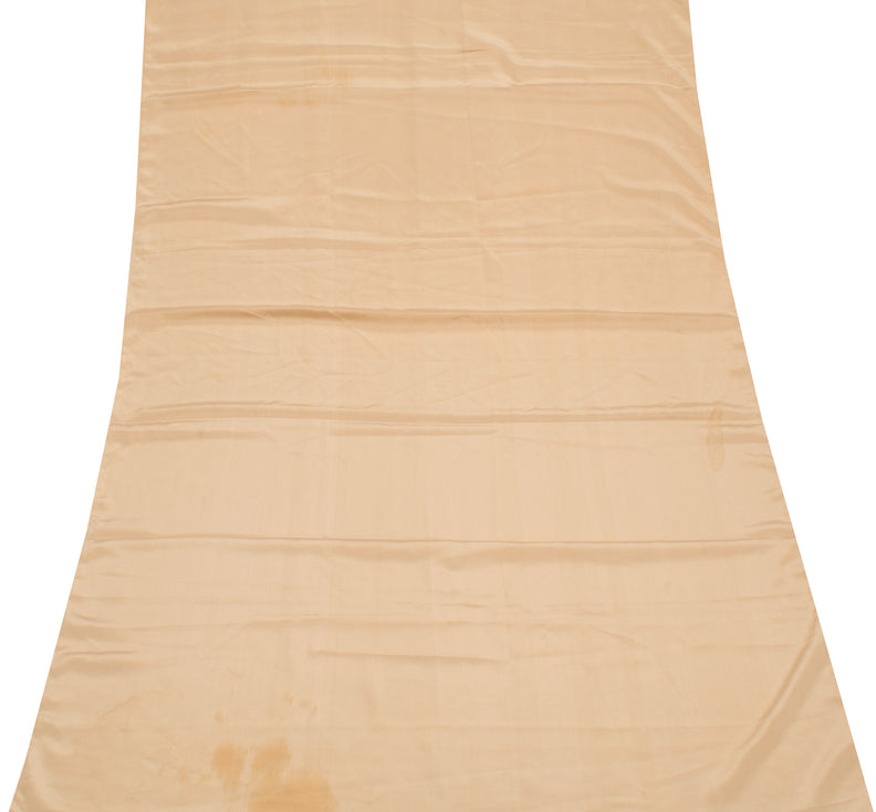 Sushila Vintage Indian Beige Saree Remnant Scrap Blend Silk Craft Fabric