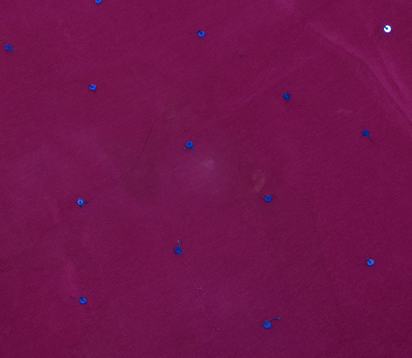 Sushila Vintage Purple Sari Remnant Scrap Pure Crepe Embroidered Craft Fabric