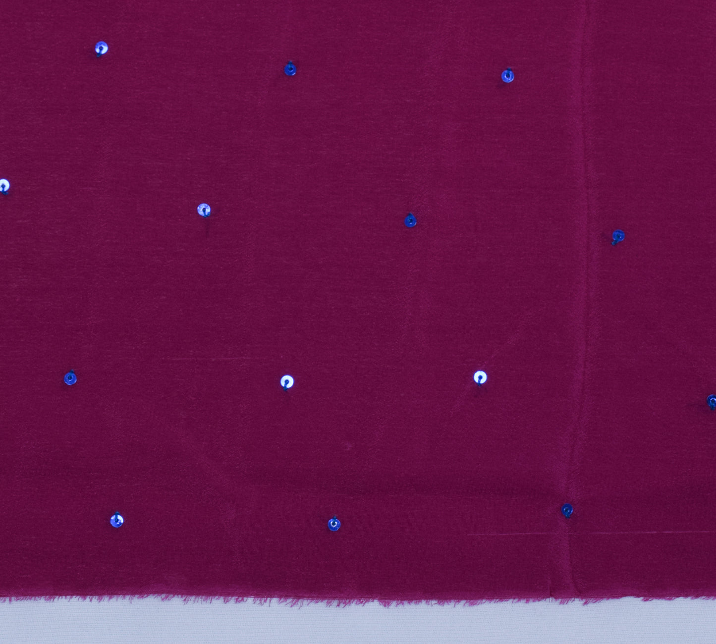 Sushila Vintage Purple Sari Remnant Scrap Pure Crepe Embroidered Craft Fabric