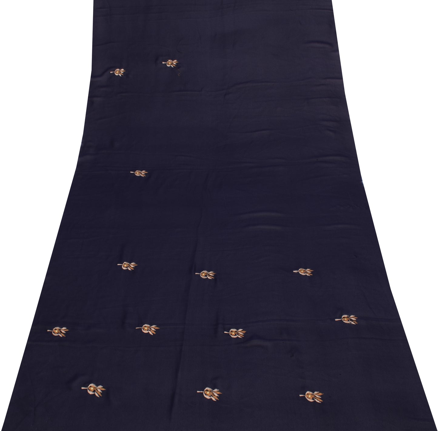 Sushila Vintage Blue Sari Remnant Scrap Blend Georgette Embroidered Craft Fabric