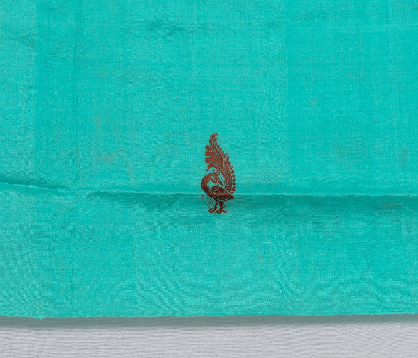 Sushila Vintage Blue Indian Sari Remnant Scrap 100% Pure Silk Woven Craft Fabric