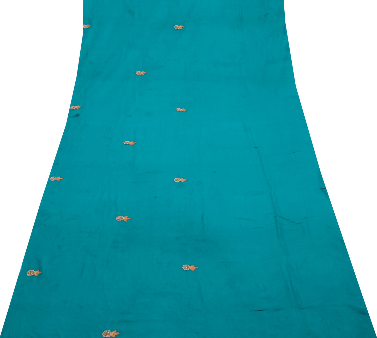 Sushila Vintage Sari Remnant Scrap Pure Georgette Silk Embroidered Craft Fabric
