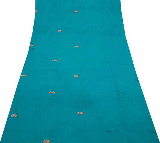 Sushila Vintage Sari Remnant Scrap Pure Georgette Silk Embroidered Craft Fabric