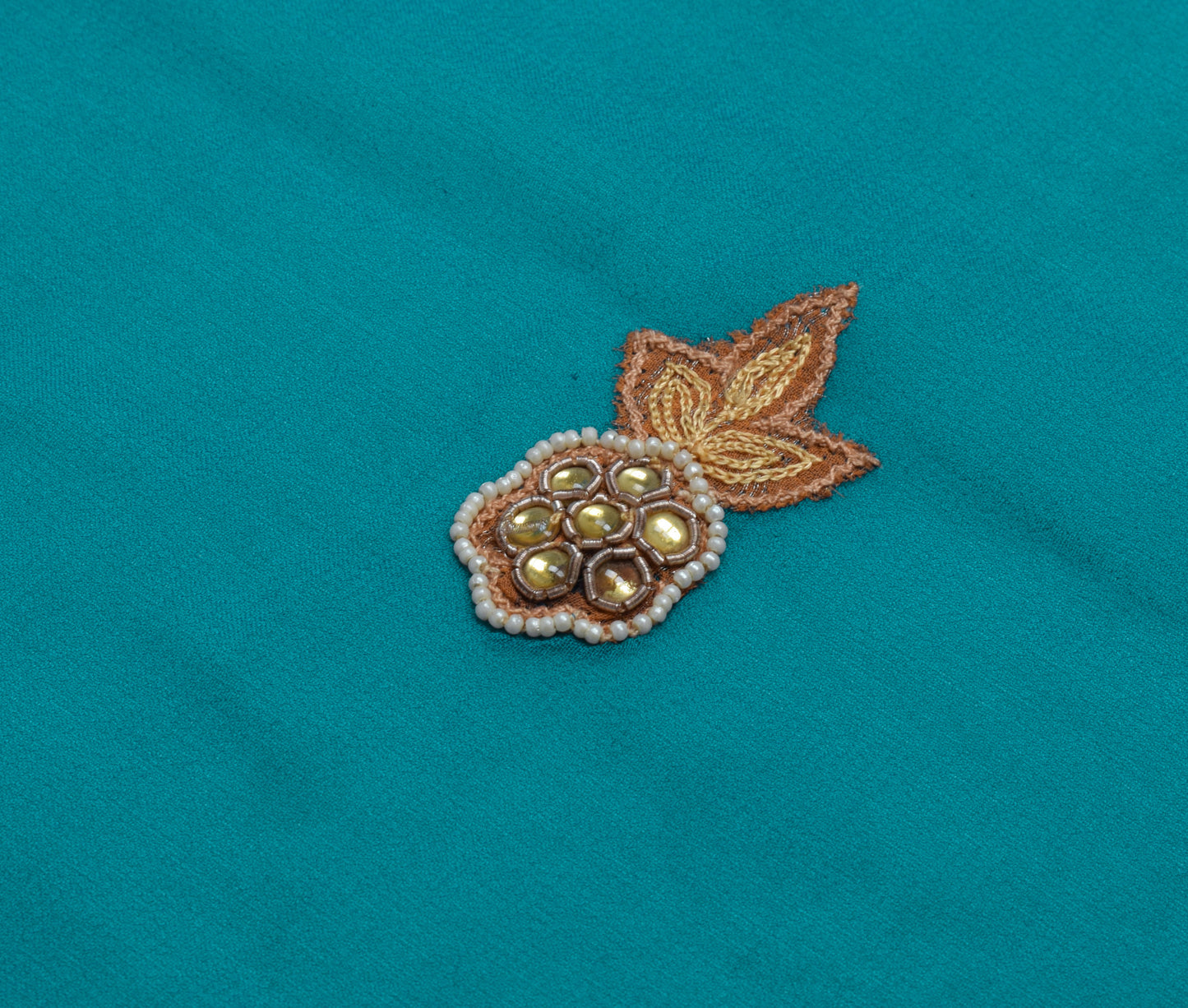 Sushila Vintage Sari Remnant Scrap Pure Georgette Silk Embroidered Craft Fabric
