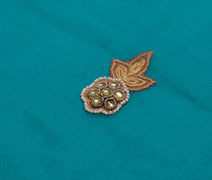 Sushila Vintage Sari Remnant Scrap Pure Georgette Silk Embroidered Craft Fabric