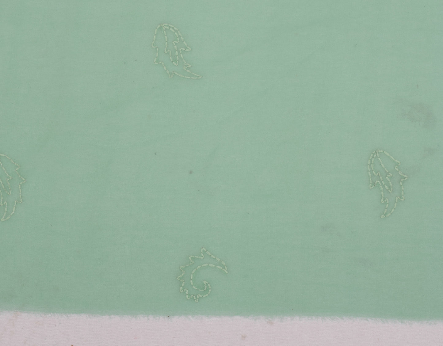 Sushila Vintage Green Sari Remnant Scrap Blend Georgette Embroidery Craft Fabric