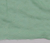 Sushila Vintage Green Sari Remnant Scrap Blend Georgette Embroidery Craft Fabric
