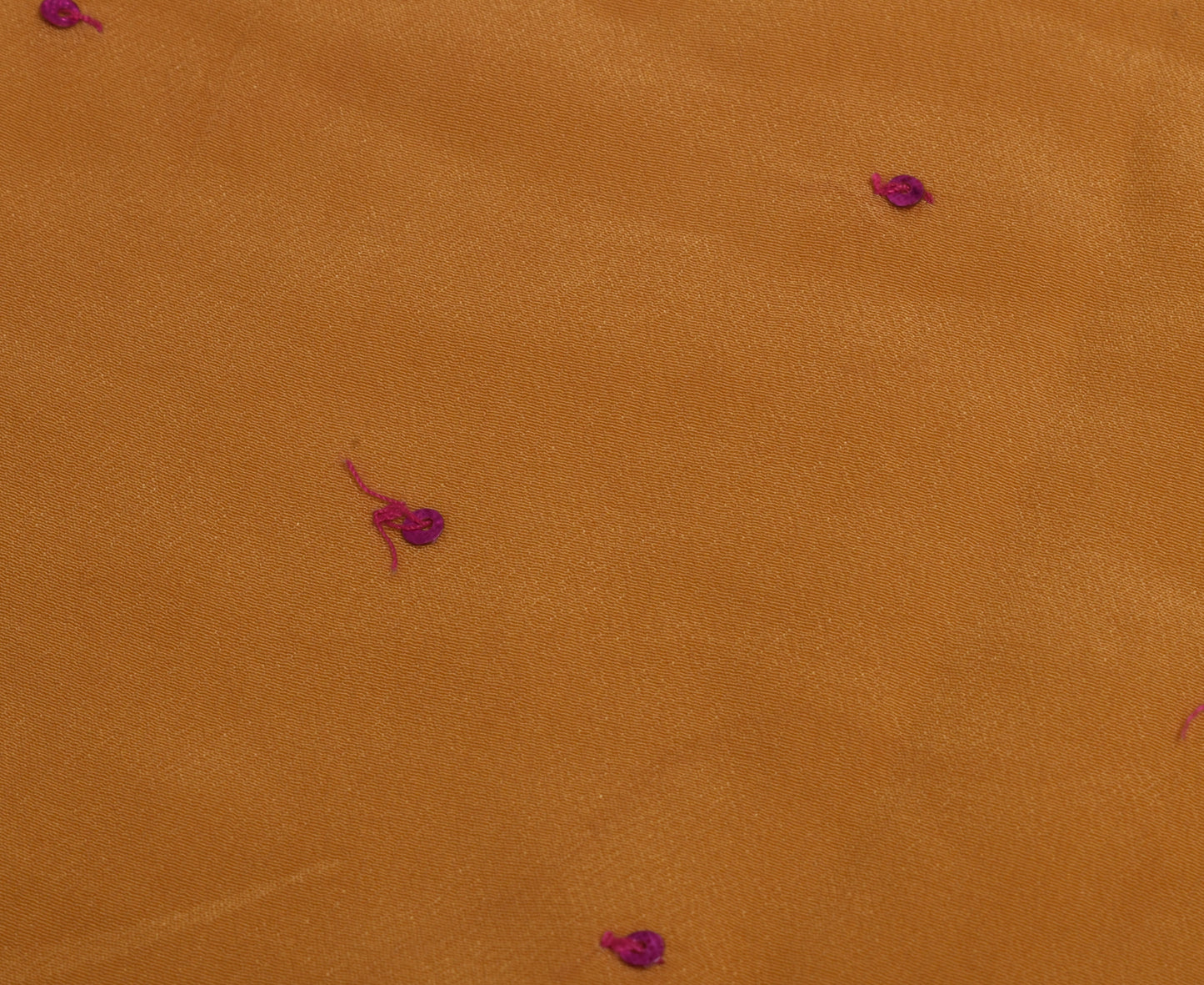 Sushila Vintage Mustard Sari Remnant Scrap Pure crepe Silk Beaded Craft Fabric