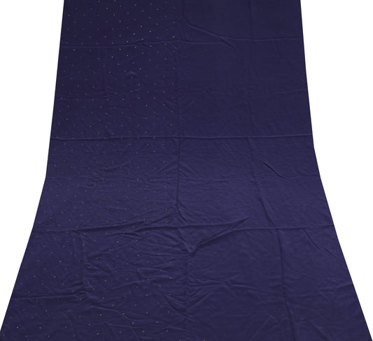 Sushila Vintage Blue Sari Remnant Scrap Multi Purpose Mukesh Work Craft Fabric
