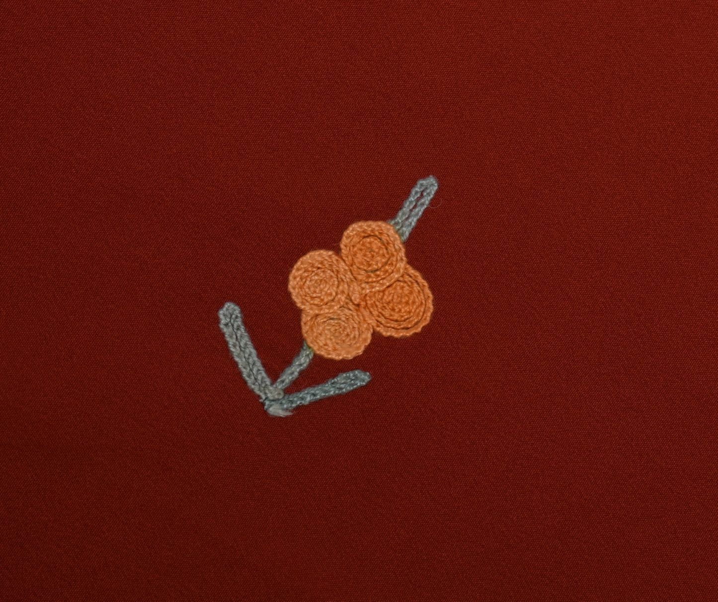 Sushila Vintage Rust Sari Remnant Scrap Blend Crepe Embroidered Craft Fabric